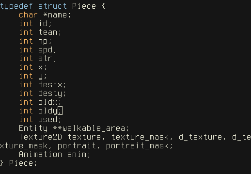 Piece struct in pieces.h